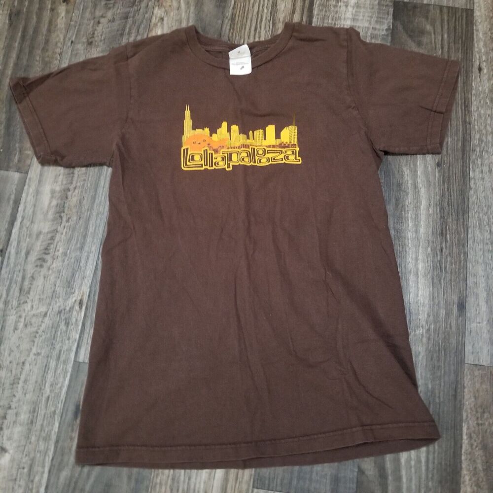 Lollapalooza T-Shirt Adult Small Brown Anvil Music Concert Guitar